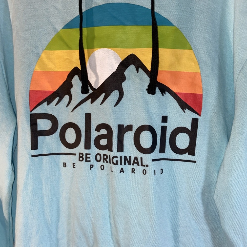 Sky Blue Women's Hoodie "Polaroid" Sz XL Hiking Lightweight Beach Travel Nature